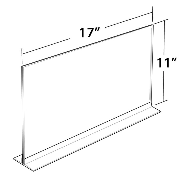 Clear Acrylic Double Sided Sign Holder 17" x 11" Horizontal with T-Strip, 10-Pack
