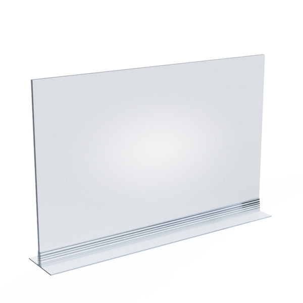 Clear Acrylic Double Sided Sign Holder 17" x 11" Horizontal with T-Strip, 10-Pack
