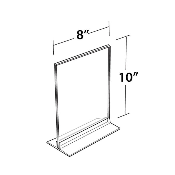 Clear Acrylic Double Sided Sign Holder 8" x 10" Vertical/Horizontal with T Strip, 10-Pack
