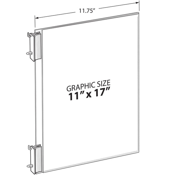 Two-Sided Acrylic Sign Holder with Pegboard Grippers 11"W x 17"H, 10-Pack
