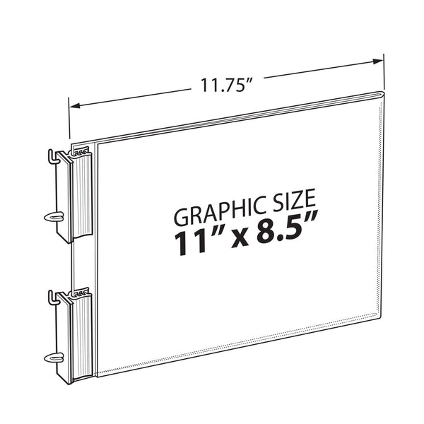 Two-Sided Acrylic Sign Holder with Pegboard Grippers 11"W x 8.5"H, 10-Pack