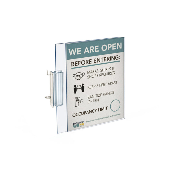 Two-Sided Acrylic Sign Holder with Pegboard Grippers 5"W x 7"H, 10-Pack