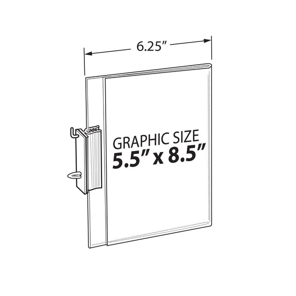 Two-Sided Acrylic Sign Holder with Pegboard Grippers 5.5"W x 8.5"H, 10-Pack
