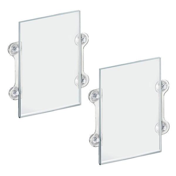 Clear Acrylic Window/Door Sign Holder Frame with Suction Cups 8.5''W x 14''H, 2-Pack