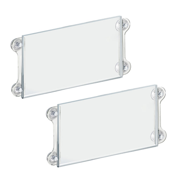 Clear Acrylic Window/Door Sign Holder Frame with Suction Cups 14''W x 8.5''H, 2-Pack