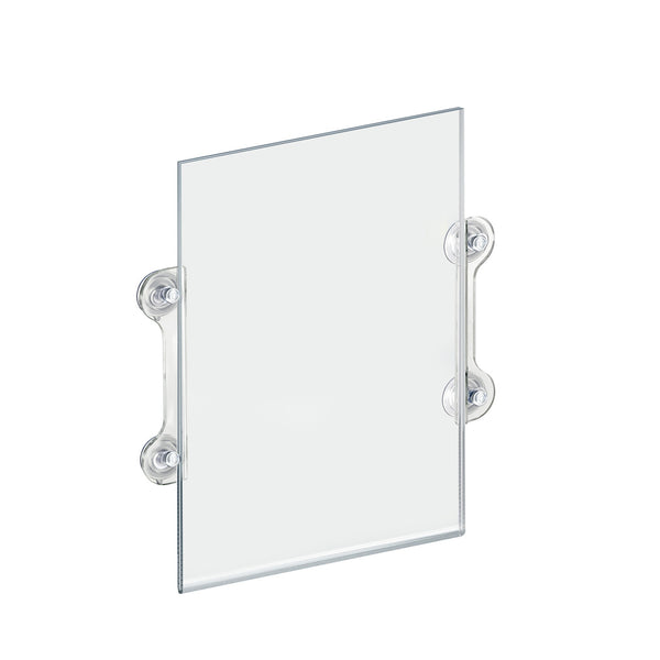 Clear Acrylic Window/Door Sign Holder Frame with Suction Cups 11"W x 17''H, 2-Pack