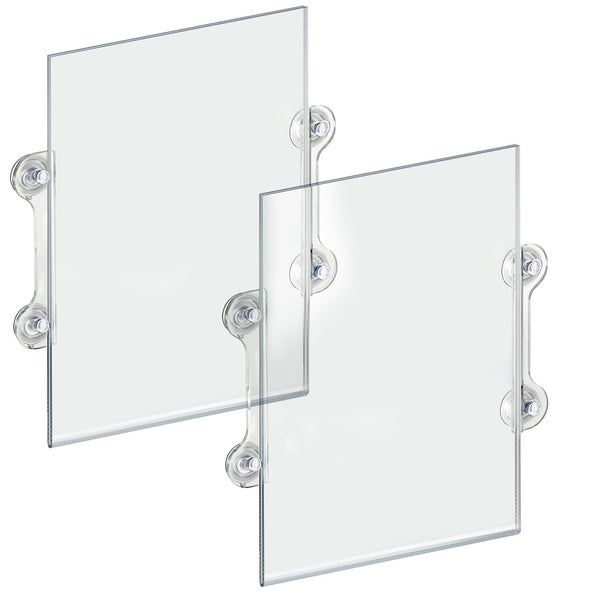 Clear Acrylic Window/Door Sign Holder Frame with Suction Cups 11"W x 17''H, 2-Pack