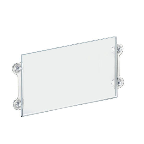 Clear Acrylic Window/Door Sign Holder Frame with Suction Cups 17''W x 11''H, 2-Pack