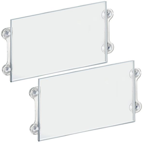 Clear Acrylic Window/Door Sign Holder Frame with Suction Cups 17''W x 11''H, 2-Pack