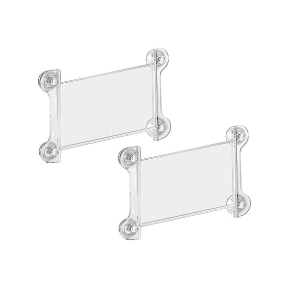 Clear Acrylic Window/Door Sign Holder Frame with Suction Cups 8.5''W x 5.5''H, 2-Pack