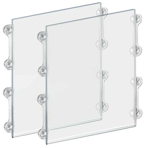Clear Acrylic Window/Door Sign Holder Frame with Suction Cups 17''W x 22''H, 2-Pack