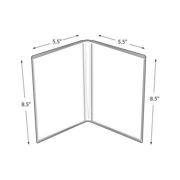 Clear Acrylic Double Photo Holder, Side by Side Dual Frame , Size 5.5"W x 8.5"H, 10-Pack