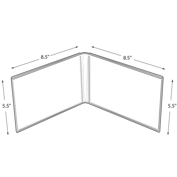 Clear Acrylic Double Photo Holder, Side by Side Dual Frame , Size 8.5"W x 5.5"H, 10-Pack