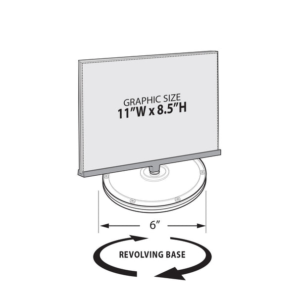 Two Sided Revolving Acrylic Sign Holder: 11"W x 8.5"H, 2-Pack