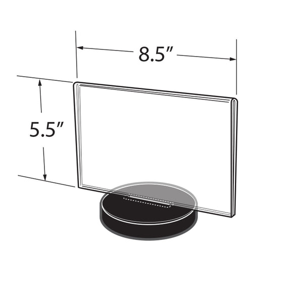 8.5"W x 5.5"H Horizontal Frame on a Weighted Black Round Base, 10-Pack