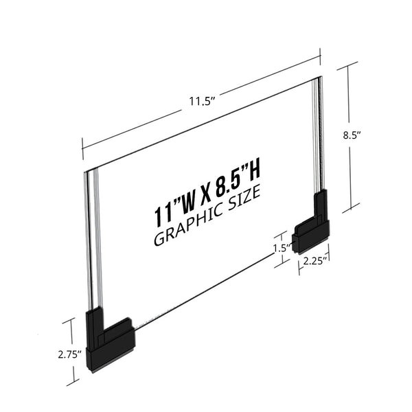 Two-Sided Large Acrylic Sign Holder With Magnetic Boots 11"W X 8.5"H, 2-Pack