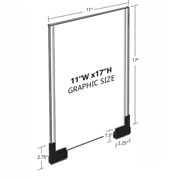 Two-Sided Large Acrylic Sign Holder With Magnetic Boots 11"W X 17"H, 2-Pack