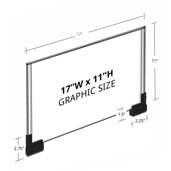 Two-Sided Large Acrylic Sign Holder With Magnetic Boots 17"W X 11"H, 2-Pack