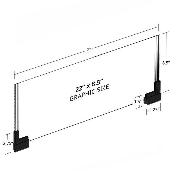 Two-Sided Large Acrylic Sign Holder With Magnetic Boots 22"W X 8.5"H, 2-Pack