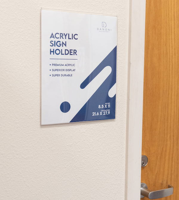 Horizontal Wall Mount Sign Holder with Tape - 6 Pack