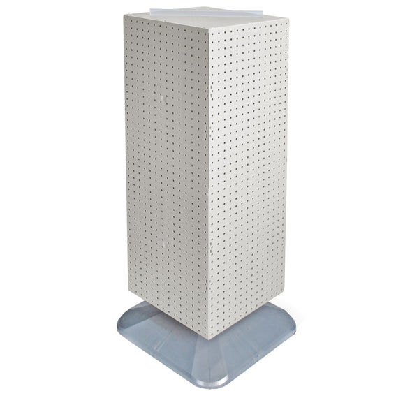 Four-Sided Pegboard Tower Floor Display on Revolving Base. Spinner Rack Stand. Panel Size: 14"W x 40"H