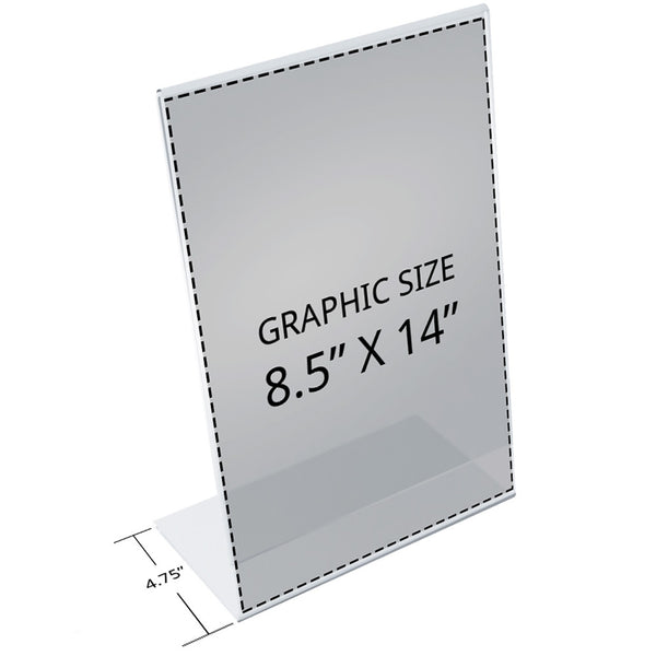 Angled L-Shaped Sign Holder Frame with Slant Back Design 8.5"x 14''High- Vertical/Portrait,10-Pack