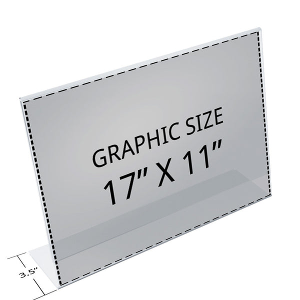 Angled L-Shaped Sign Holder Frame with Slant Back Design 17"x 11''High- Horizontal/Landscape, 10-Pack
