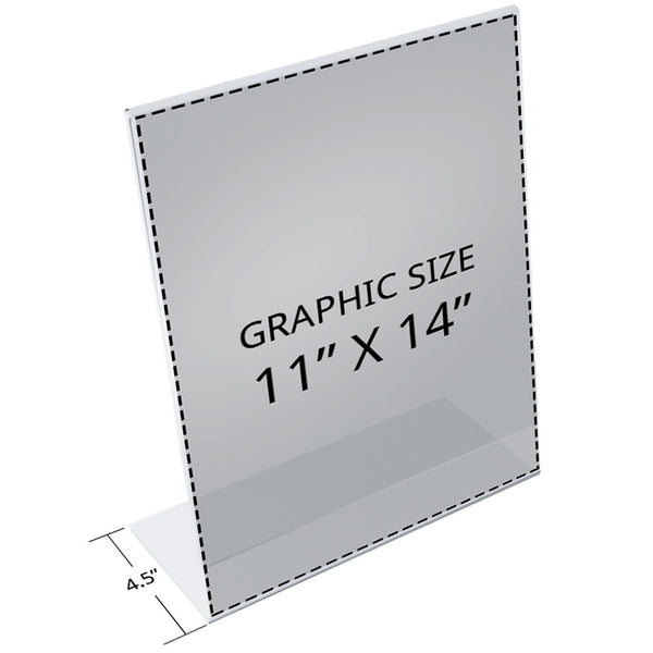 Angled L-Shaped Sign Holder Frame with Slant Back Design 11"x 14''High- Vertical/Portrait, 10-Pack
