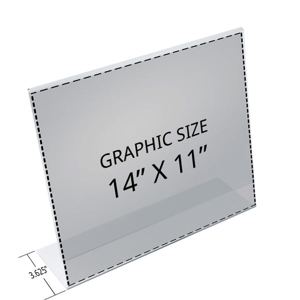 Angled L-Shaped Sign Holder Frame with Slant Back Design 14"x 11''High- Horizontal/Landscape, 10-Pack