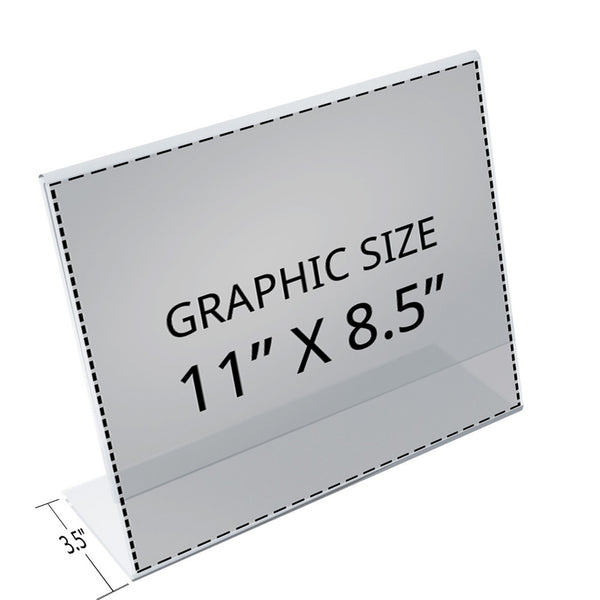 Angled L-Shaped Sign Holder Frame with Slant Back Design 11"x 8.5''High- Horizontal/Landscape, 10-Pack
