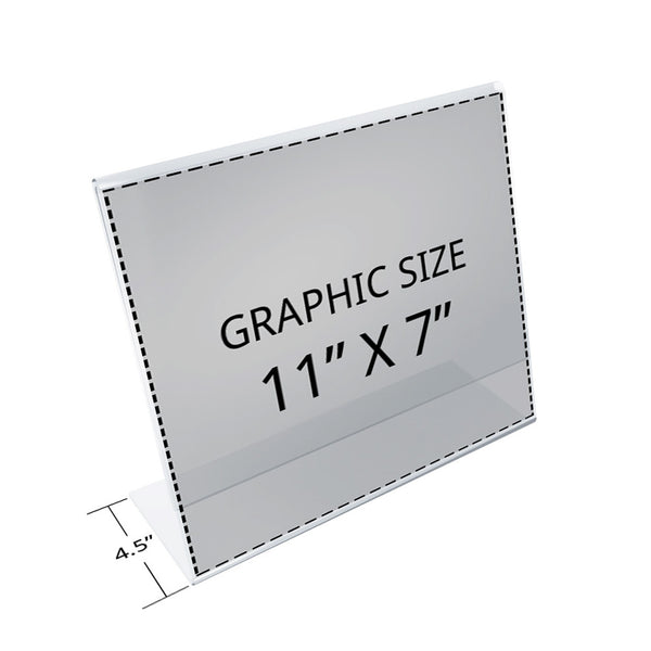 Angled L-Shaped Sign Holder Frame with Slant Back Design 11"x 7''High- Horizontal/Landscape, 10-Pack