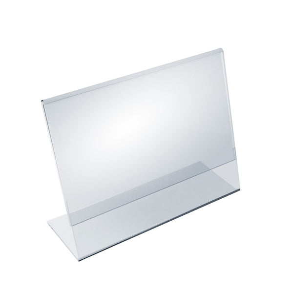 Angled L-Shaped Sign Holder Frame with Slant Back Design 7"x 5.5''High- Horizontal/Landscape, 10-Pack