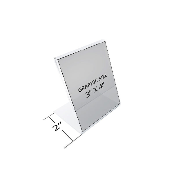 Angled L-Shaped Sign Holder Frame with Slant Back Design 3"x 4''High- Portrait/Vertical, 10-Pack