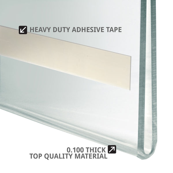 Self Adhesive Tape Clear Acrylic Wall Sign Holder Frame 11.5" W x 2.5" H - Landscape/Horizontal, 10-Pack