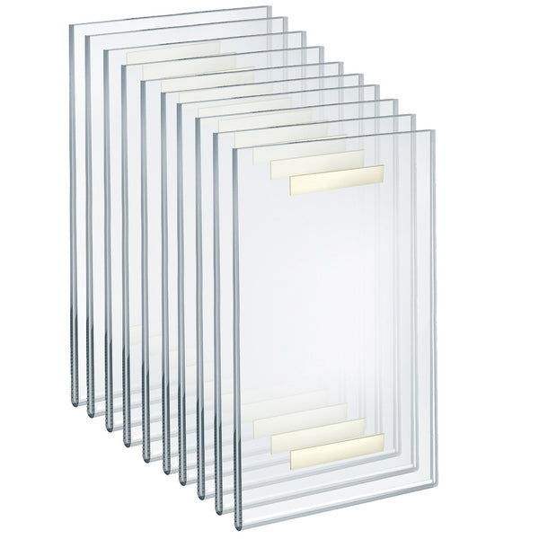 Self Adhesive Clear Acrylic Wall Sign Holder Frame 8.5" W x 14" H -Portrait/ Vertical, 10-Pack