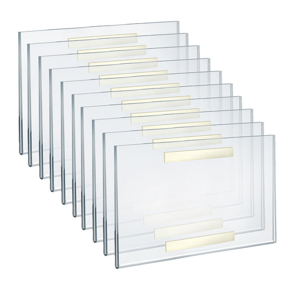 Self Adhesive Tape Clear Acrylic Wall Sign Holder Frame 11" W x 7" H - Landscape/Horizontal, 10-Pack