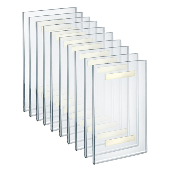 Self Adhesive Tape Clear Acrylic Wall Sign Holder Frame 7" W x 11" H - Portrait/Vertical, 10-Pack
