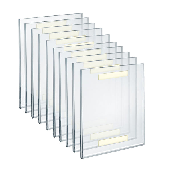 Self Adhesive Clear Acrylic Wall Sign Holder Frame 8" W x 10" H Portrait / Vertical, 10-Pack