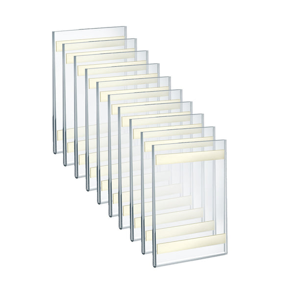 Self Adhesive Clear Acrylic Wall Sign Holder Frame 5" W x 7" H Portrait / Vertical, 10-Pack