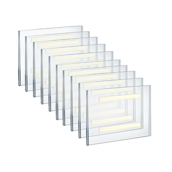Self Adhesive Clear Acrylic Wall Sign Holder Frame 8.5" W x 5.5" H Landscape / Horizontal, 10-Pack
