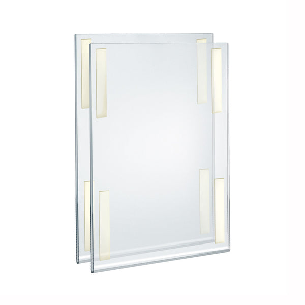Self Adhesive Clear Acrylic Wall Sign Holder Frame 11" W x 17" H - Portrait / Vertical, 2-Pack