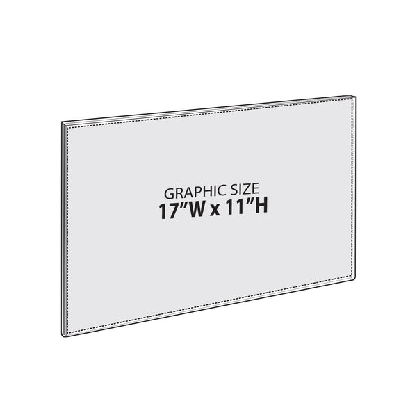 Self Adhesive Clear Acrylic Wall Sign Holder Frame 17" W x 11" H -Landscape / Horizontal, 2-Pack