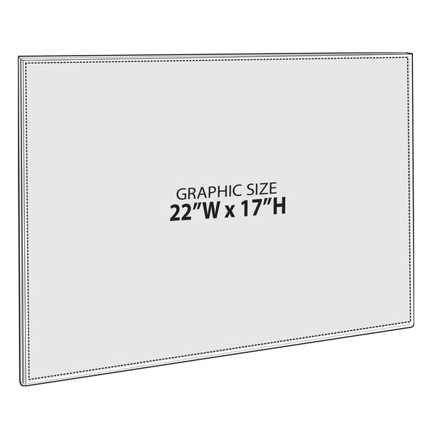 Self Adhesive Clear Acrylic Wall Sign Holder Frame 22" W x 17" H -Landscape / Horizontal, 10-Pack