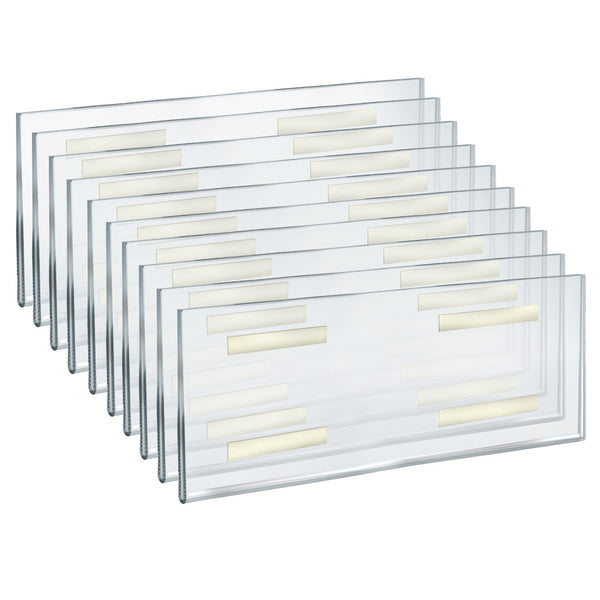 Self Adhesive Clear Acrylic Wall Sign Holder Frame 16" W x 6" H -Landscape/Horizontal, 10-Pack