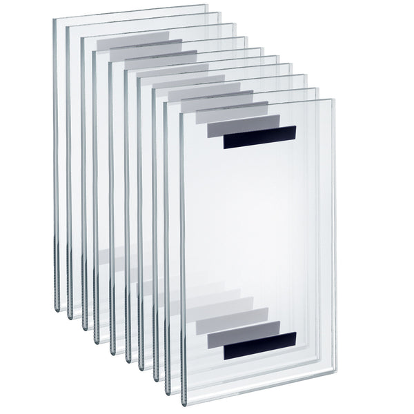 Clear Acrylic Magnet Back Sign Holder Frames 8.5" W x 14" H - Vertical / Portrait, 10-Pack