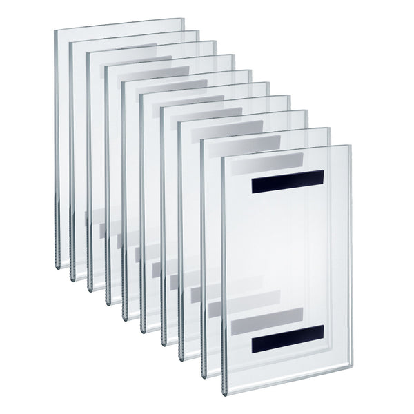 Clear Acrylic Magnet Back Sign Holder Frames 7" W x 11" H - Vertical / Portrait, 10-Pack