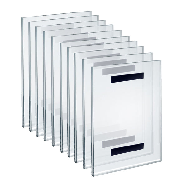 Clear Acrylic Magnet Back Sign Holder Frames 8.5" W x 11" H - Vertical / Portrait, 10-Pack