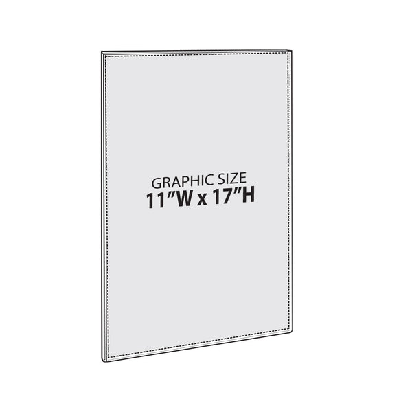 Clear Acrylic Magnet Back Sign Holder Frames 11" W x 17" H - Vertical / Portrait, 2-Pack