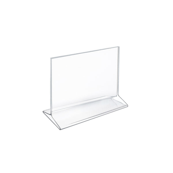 Top Loading Clear Acrylic T-Frame Sign Holder 7" Wide x 5.5'' High-Horizontal, 10-Pack