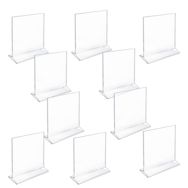 Top Loading Clear Acrylic T-Frame Sign Holder 5.5" Wide x 7'' High-Vertical, 10-Pack